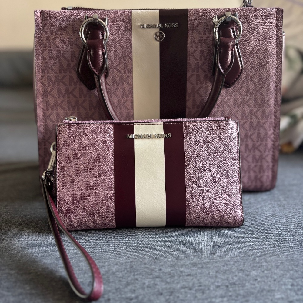 Michael Kors Marilyn Medium Satchel and Double Zip Wallet